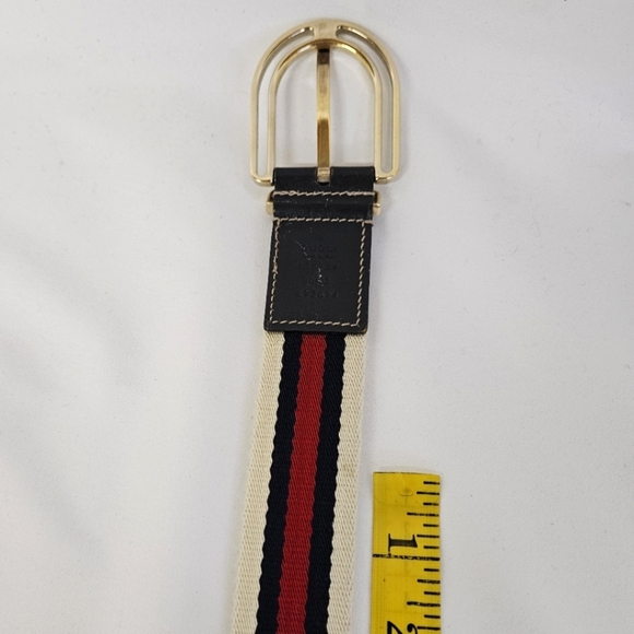 Gucci Nylon And Leather Belt In Cream Navy And Red Size 32 / 80 - Picture 12 of 12